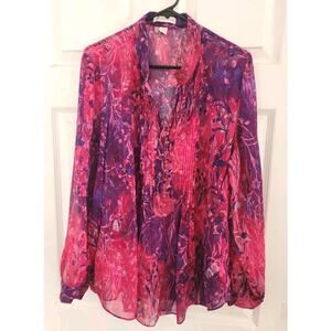 COLDWATER CREEK Tunic Blouse Women's Size 2X Sheer Chiffon, Unlined